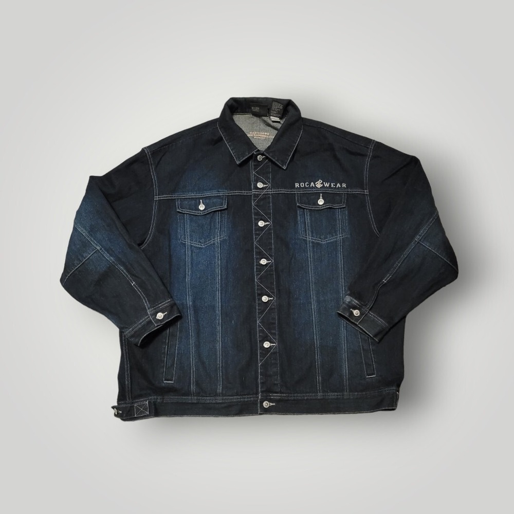 Rocawear Denim  Jeans Jacket Men's Size 3XL 100% Cotton Blue Y2k